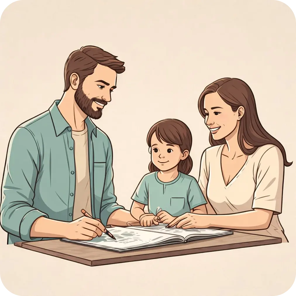 Parents and student illustration
